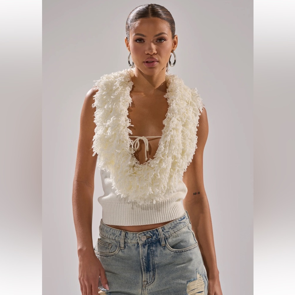 CARLY FRINGE OPEN FRONT SWEATER IN IVORY